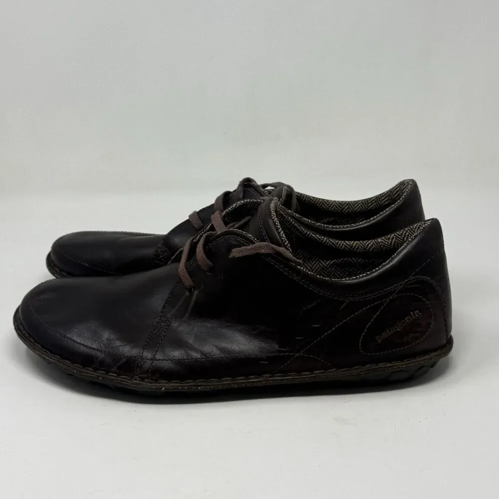 Patagonia Loulu Shoes Mens 14 Brown Leather Outdoor Walking Minimalist Lace Up